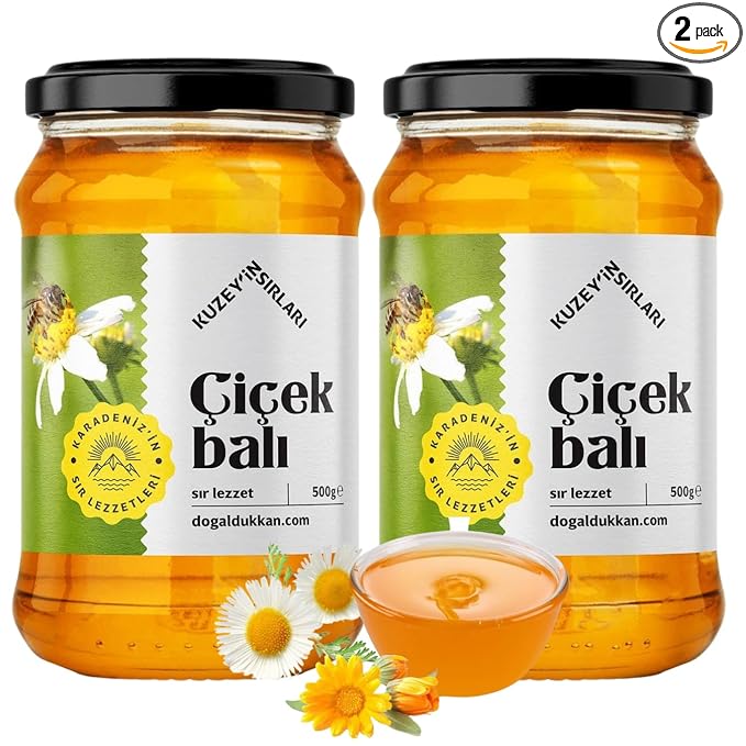 Natural Giresun Highlands Flower Honey Organic Additive-Free Authentic Turkish Product (500g/17.6 fl oz) - PACK OF 2