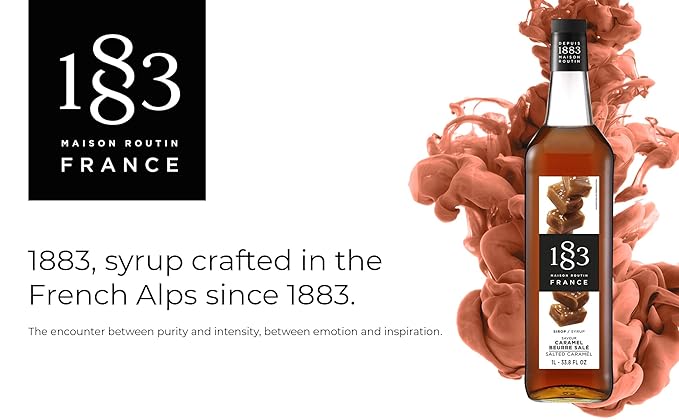1883 Salted Caramel Syrup for Drinks Made in France 1 Liter Glass Bottle