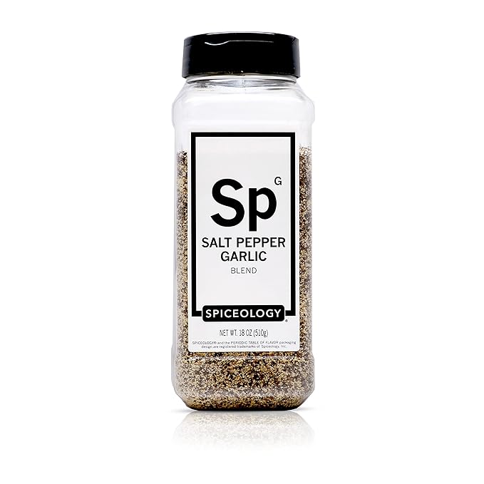 Spiceology – Salt Pepper Garlic (SPG) Seasoning – Premium Blend for Beef Pork Poultry &amp Veggies – Ideal as Steak Rub BBQ Seasoning &amp All-Purpose Meat Rub – 18 oz