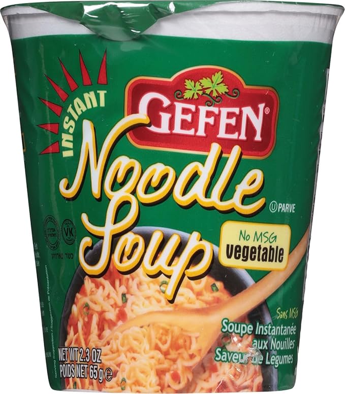 Gefen Instant Noodle Soup Cup (Vegetable Flavor) 2.3 Oz (Pack of 12)