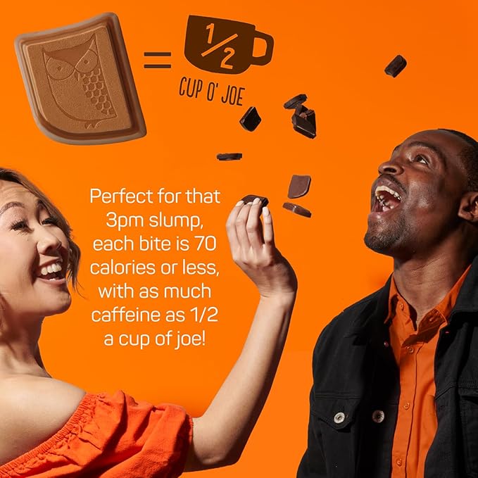AWAKE - Caffeinated Chocolate Bites - 50mg of Caffeine - Bite-Size Energy Bars - Low-Calorie Snacks - Keto - Gluten-Free - Non-GMO - Coffee Alternative - Almond Sea Salt Dark Chocolate - 50 Bites
