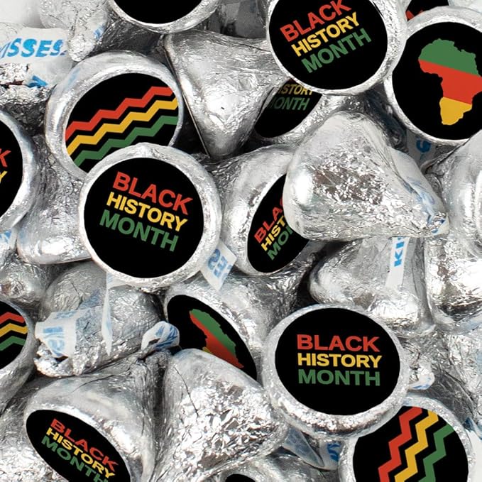 85 Pcs Black History Month Candy Kisses Milk Chocolate Party Favors (13.6oz Approx. 85 Pcs) - No Assembly Required - By Just Candy