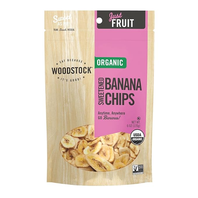 Woodstock Farms Banana Chips Sweetened Organic 6-Ounce Bags (Pack of 8) ( Value Bulk Multi-pack)40