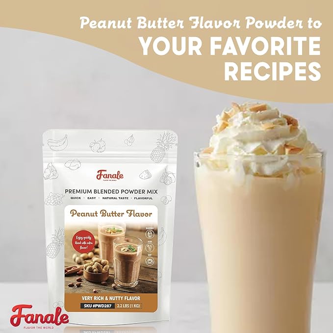 Fanale Premium Peanut Butter Bubble Tea Flavoring Powder | Perfect for Baking Smoothies Desserts and Drinks | Instant Flavoring Powder for Boba Milk Tea - 2.2 Pounds (Pack of 1)