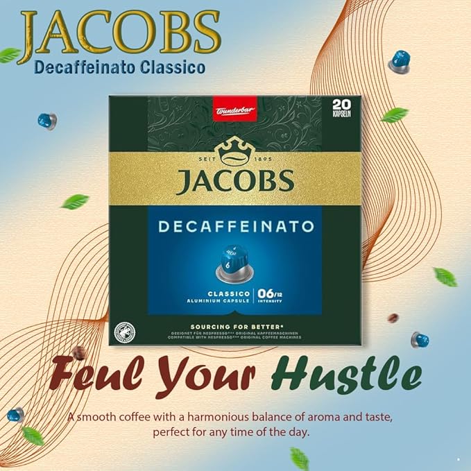 Jacobs Decaffeinato Classico 10x20 CAPSULES Coffee Capsules Compatible with (052 USD/1 CAP)