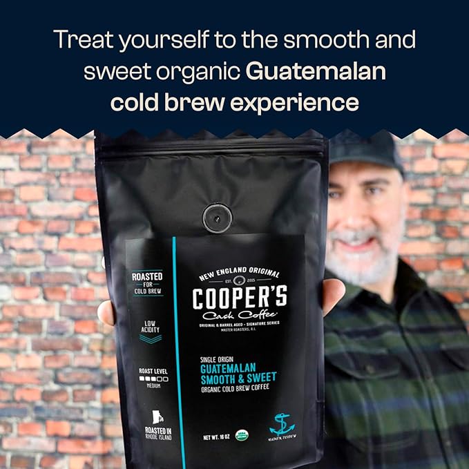 Guatemala Organic Cold Brew Coffee Single Origin Gourmet Beans Tasting Notes of Milk Chocolate Creamy Caramel &amp A Hint of Orange Medium Roast Coarse Ground Beans 16 oz Coffee Bag