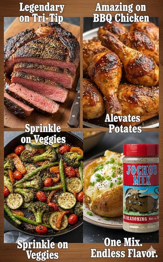 Jocko's Mix Santa Maria Style Seasoning - (3) 15.3oz Bottles Of Tri-Tip Steak Pork and Chicken Seasoning - Santa Maria Grill - Jocko's Mix for Meat Seafood Stew &amp Vegetables