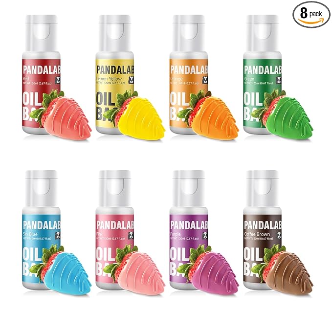Oil Based Food Coloring Set for Chocolate - 8 colors Vibrant Edible Baking Food Dye for Chocolate Candy Melts Fondant Butter Meringues Cookie Icing Frosting Donut - 0.67 Fl.Oz Bottles