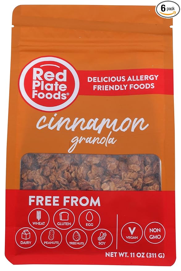 Red Plate Foods Cinnamon Flavored Granola Gluten Free Non GMO 11 Ounce (Pack of 6)