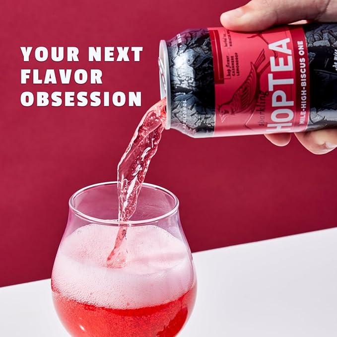 HOPLARK Sparkling HopTea – THE MILE HIGH-BISCUS ONE 16fl oz Tall Cans (Pack of 12) – Hibiscus Tea with Lemondrop and Cashmere Hops – Unsweetened – Antioxidants – Polypohenols – Zero Calorie – Caffein