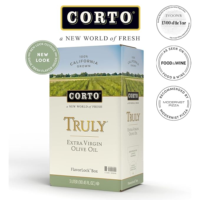 Corto TRULY® | 100% Extra Virgin Olive Oil | Floral Notes | Cold Extracted in State-of-the-Art Mill | Straight from Official Corto Olive Groves &amp Oil Producer | Oxygen-Free Light Free FlavorLock