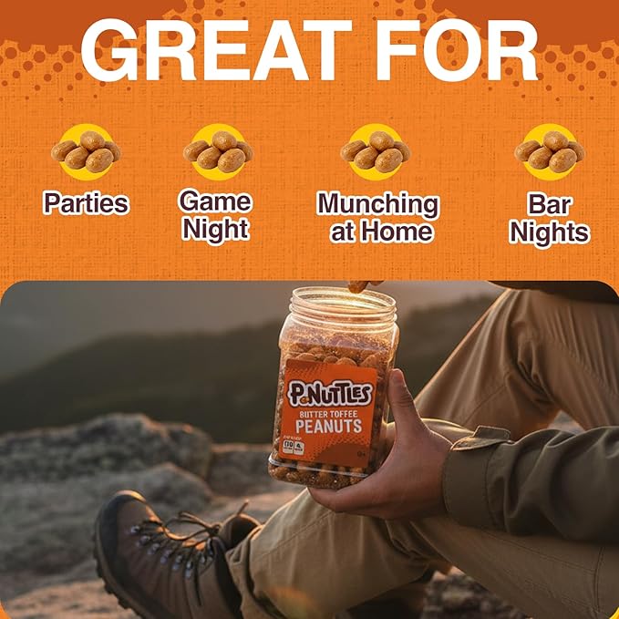 P-Nuttles Butter Toffee Covered Peanuts 44 Oz Resealable Jar (Pack of 2) - Sweet &amp Salty Candied Peanuts Snacks - Perfect for Parties Travel &amp Gatherings - Kosher Certified Crunchy Gourmet S