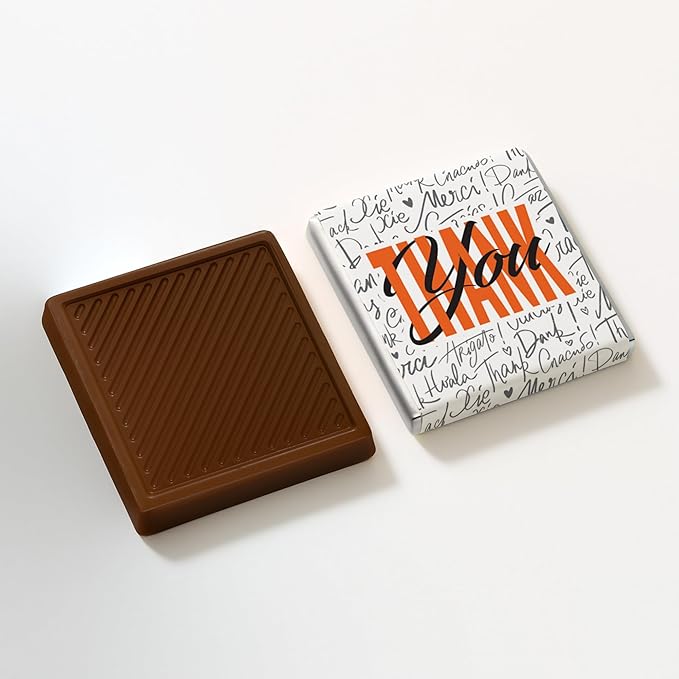 50 pcs Thank You Chocolates - Elegant Milk and Dark Chocolate Treats for Weddings Events Corporate Gifts and Special Occasions (dark) ((Design 1 - dark))