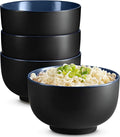 KooK Ramen Bowl Japanese Bowls Noodle Bowls Large Soup Bowl Ceramic Large Capacity For Ramen Pho Udon Soba Microwave and Dishwasher Safe 34 oz Set of 4 (Black/Navy)