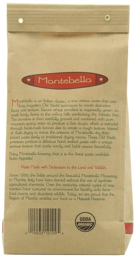 Montebello Orecchiette Pasta Kosher USDA Certified Organic Non-GMO 16 Ounce (Pack of 12)