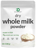 Dry Whole Milk Powder 3lbs – Natural Pasture Raised Source – Made in USA – Powdered Milk for Baking &amp Cooking – 9g Protein Per Serving – Non-GMO Filler Free