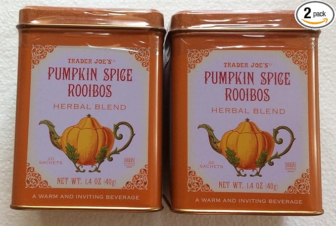 Trader Joe's Pumpkin Spice Rooibos Herbal Blend Beverage - 20 Sachets (Pack of 2 for a Total of 40 Sachets)