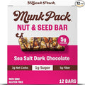 Munk Pack Nut &amp Seed Bars Sea Salt Dark Chocolate Prebiotic Probiotic GLP-1 Snack Gut Friendly 5g Fiber 5g Plant Protein Gluten Free Keto No Sugar Alcohols 3g Net Carb 12 Count