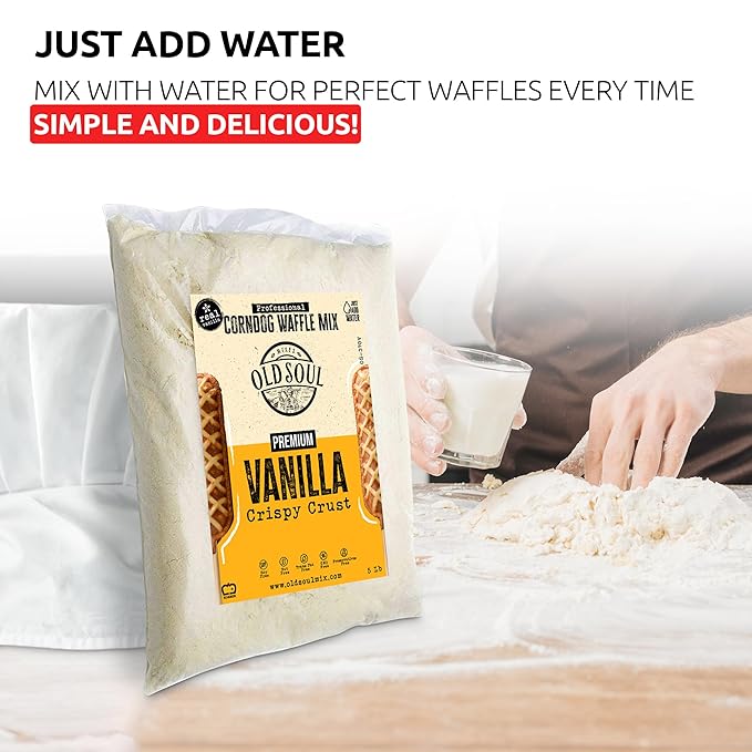 OldSoul Professional Corndog Waffle Mix | Vanilla Flavour | 30 Lbs | 840 Waffles (30 Lbs Traditional)