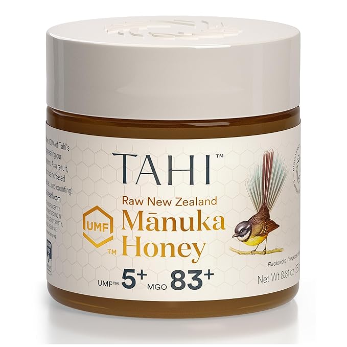 Tahi Raw Manuka Honey New Zealand UMF 5+ Certified (MGO 83+) - 100% Sustainable Monofloral and Natural Honey - Non-GMO Glyphosate-Free and Gluten-Free - New Zealand Manuka Pure Honey - 8.81oz