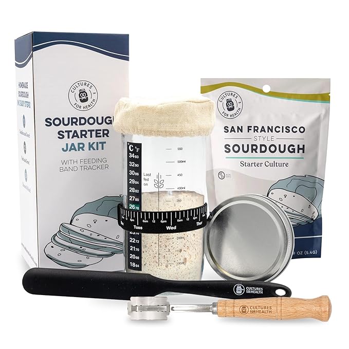 Cultures for Health San Francisco Sourdough Starter Bread Lame &amp Starter Jar Kit Bundle | Essential Baking Supplies for Homemade Bread | DIY Breadmaking Kit