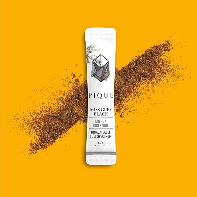 Pique Organic Earl Grey Tea Crystals - Caffeinated Black Tea with Bergamot for Energy Prebiotic Polyphenols Support Healthy Metabolism Immunity - 28 Single Servings (2 Pack)