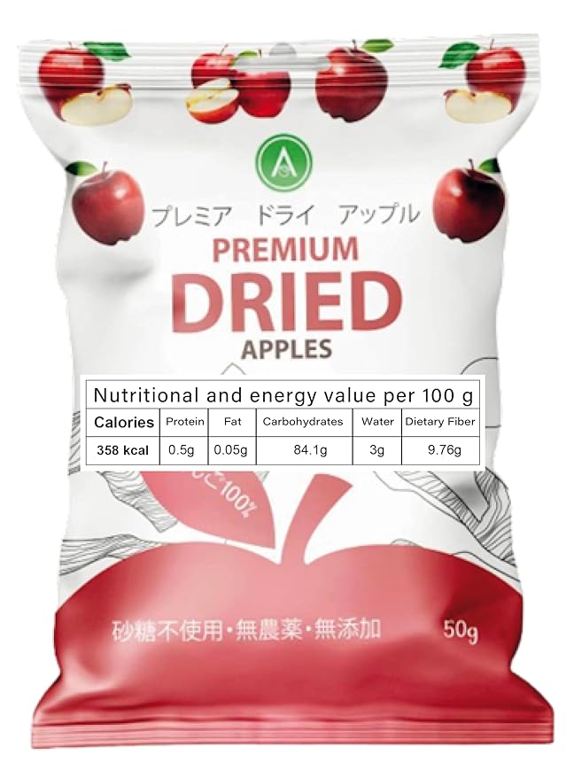 Arashan Premium Dried Apples – 100% Natural No Sugar Added Vegan &amp Gluten-Free Healthy Snack – 50g (Pack of 10)