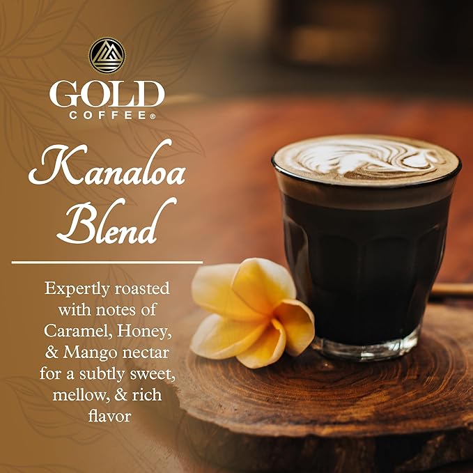 Gold Coffee | Kanaloa Premium House Blend Medium Roast Ground |100% Arabica Coffee 1 lb. (Pack of 4)