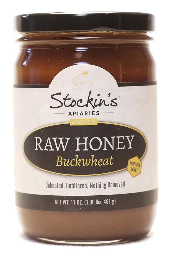 Stockin's Apiaries Raw Buckwheat Honey Unheated Unfiltered &amp Nutritious 17 Oz.