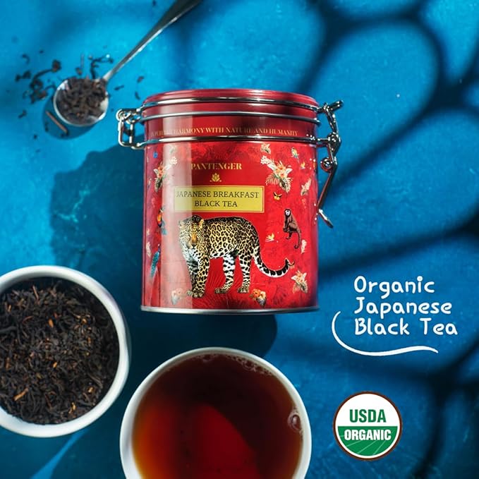 Organic Japanese Black Tea | Loose Leaf. 3.5 Ounce (50 Servings) | USDA Organic Black Breakfast Tea Leaves from Japan. Black Tea Loose Leaf. By Pantenger