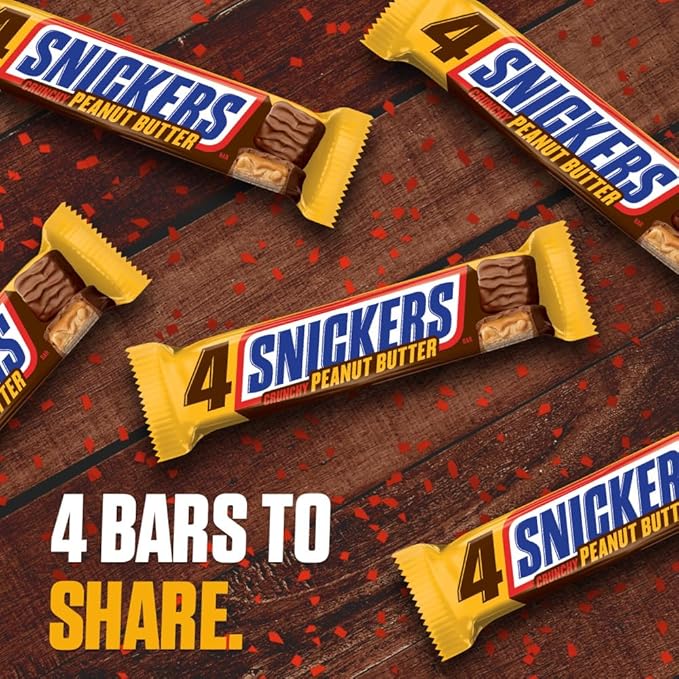 SNICKERS Crunchy Peanut Butter Squared Sharing Size Chocolate Candy Bars 3.56-Ounce Bar 18-Count Box