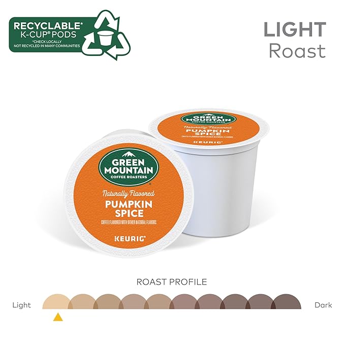 Green Mountain Coffee Roasters Pumpkin Spice Coffee Keurig Single-Serve K-Cup Pods Light Roast 96 Count
