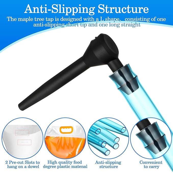 SiliFine 10 Sets Maple Syrup Tapping Kit Include 10 Taps 10 Pcs 3 ft Tubing 10 Pcs 1 Quart Filters 10 Pieces 5l Bags for Maple Birch Syrup Collection Supplies