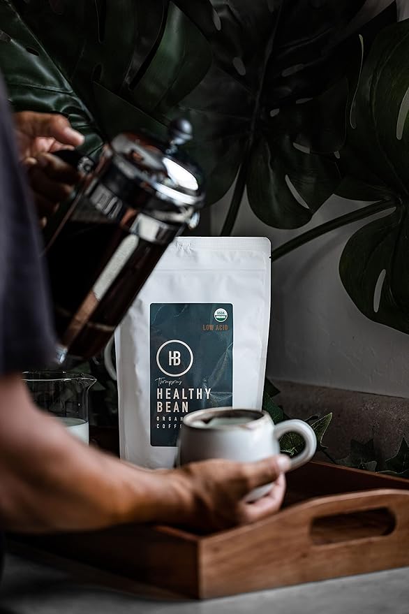 Healthy Bean Coffee Thrive Morning Blend - Whole Bean Low Acid Coffee for Sensitive Stomach Smooth and Rich Flavor - USDA Organic Medium Roast Coffee Beans 11oz