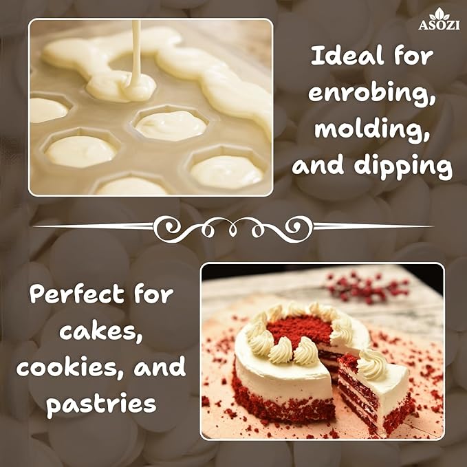 White Chocolate Melting Wafers 5lb - Premium White Chocolate Chips for Baking &amp Desserts - Smooth Melting Chocolate for Dipping Drizzling &amp Molding - Resealable Bag for Freshness