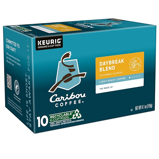 Caribou Coffee Daybreak Blend Keurig Single-Serve K-Cup Pod Light Roast Coffee(Pack of 6 60 Count Total)