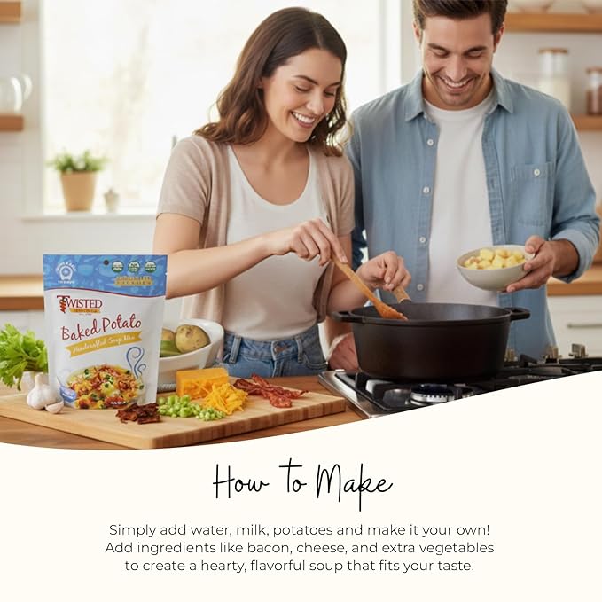 Twisted Pepper Co. Baked Potato Soup Mix: Gluten-Free – Handcrafted Soup – Rich Creamy &amp Savory Flavor Fast &amp Easy Comfort Meal Ready in 30 Minutes Serves 8 Add Bacon Cheese &amp Toppin