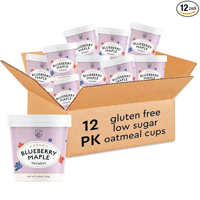 Mylk Labs Blueberry Maple Protein Oatmeal Cups Whole Grain Low Sugar High Fiber Breakfast with Superfoods Quick &amp Easy On the Go Instant Oatmeal Rolled Oats Gluten Free Vegan Nut Free 1
