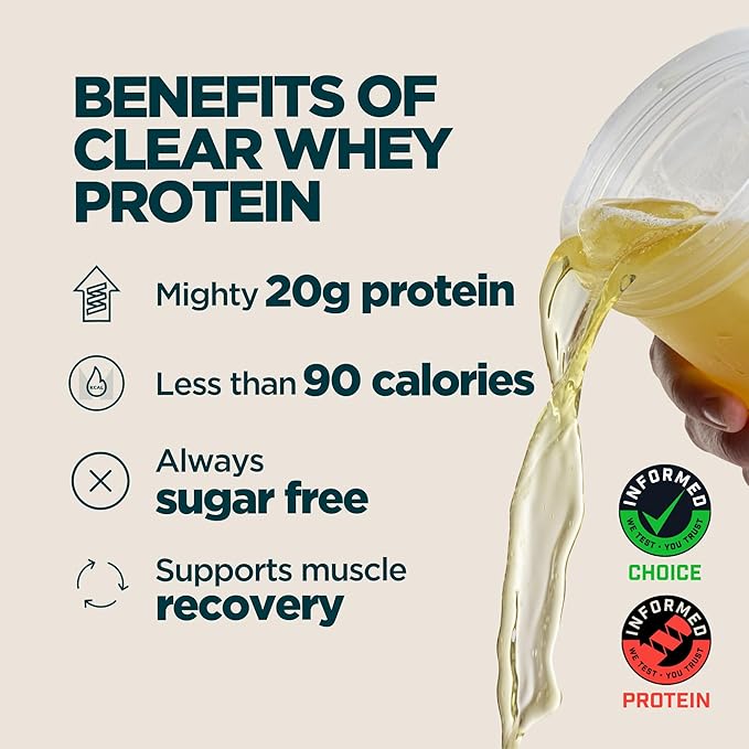 Myprotein Clear Whey Isolate Protein Powder 20 Servings (1.1lbs) Blue Raspberry 20g Protein per Serving Naturally Flavored Drink Mix Daily Protein Intake for Superior Performance