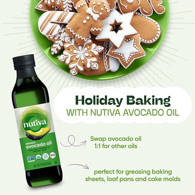 Nutiva Organic Steam-Refined Avocado Oil - Perfect for Cooking Frying Baking and Dressing - High-Heat Oil with Neutral Flavor - Great for Vegan Paleo and Keto Diet - Non-GMO - 24 Fl Oz