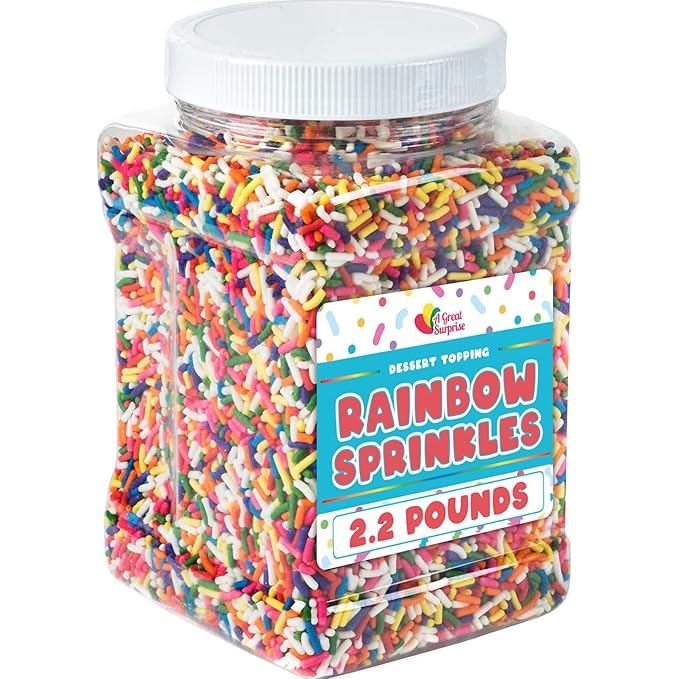 A Great Surprise Easter Rainbow Sprinkles - 2.2 Pounds - Bulk Rainbow Jimmies for Cookies - Birthday Cake for Ice Cream Baking Cupcakes Donuts