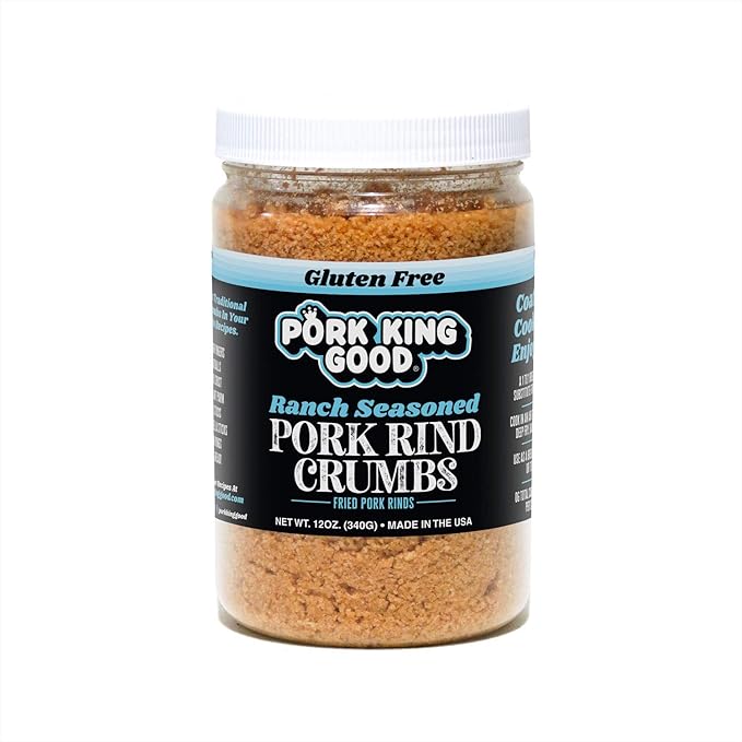 Pork King Good - Pork Rind Breadcrumbs - 2 Pack! Keto Friendly Paleo Gluten-Free Sugar Free Zero Carb Panko Substitute (Two 12 Oz Jars) (Ranch 2 Pack)