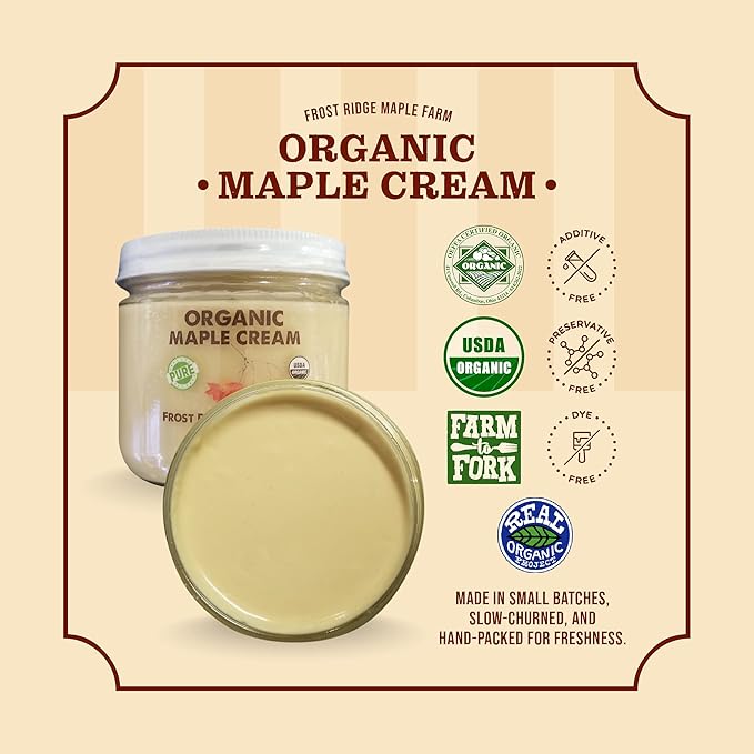 Frost Ridge Maple Farm Organic Maple Cream Grade A One Pound (16 oz)