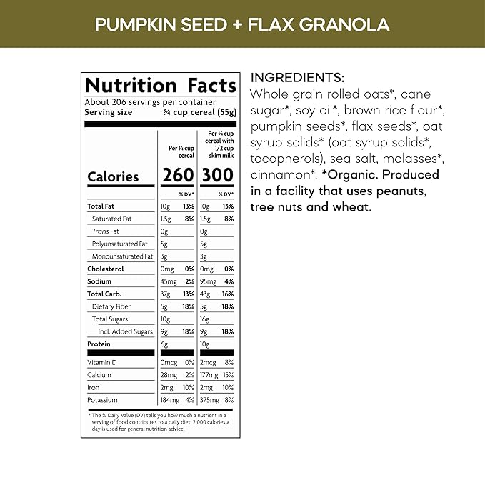 Nature's Path Organic Pumpkin Seed + Flax Granola 25 lb (Pack of 1) Non-GMO