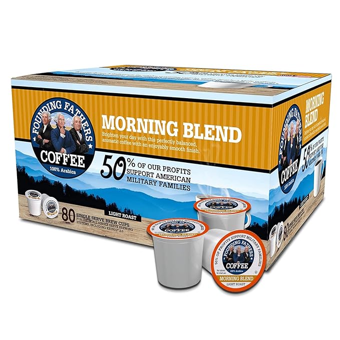 Founding Fathers Coffee Single Serve Pods for Keurig 2.0 K-Cup Brewers Morning Blend 80 Count