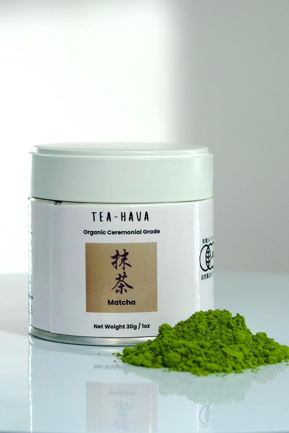TEA-HAVA: CERTIFIED JAPANESE ORGANIC Matcha Superior Ceremonial Blend – Authentic Japanese First Harvest Ceremonial Grade AA (100% Organic) Matcha Green Tea Powder from Uji Kyoto (30g / 1.06 oz)
