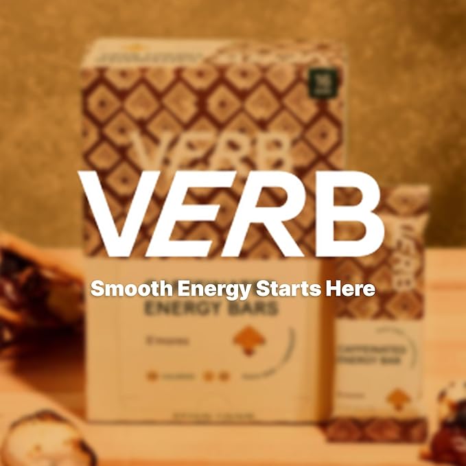 Verb Caffeinated Energy Bars S'mores (26g Pack of 16) 110-Calorie Delicious Low Sugar Energy Bar - Vegan Gluten Free On-the Go Snack with 80mg Green Tea Caffeine Only Real-Food Ingredients