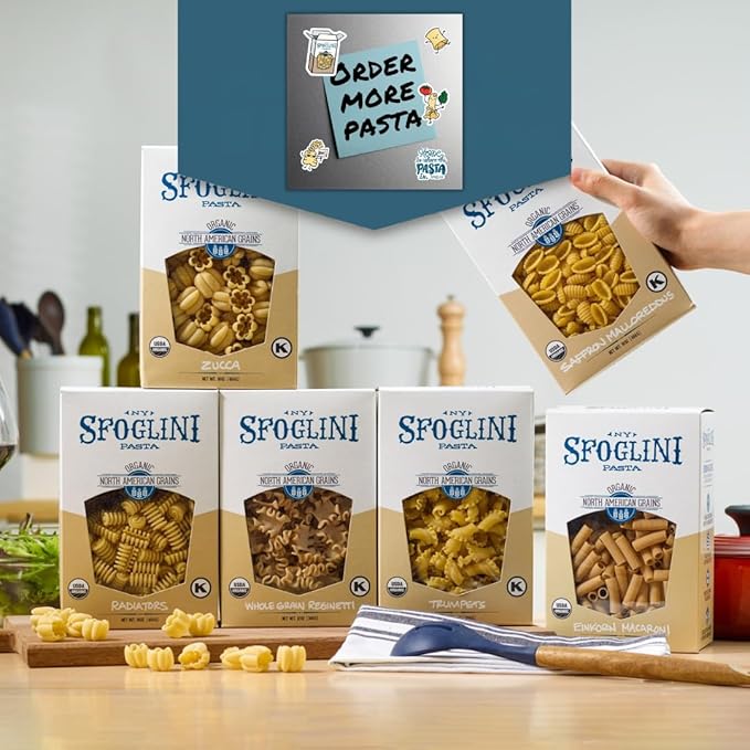 Sfoglini Organic Whole Grain Pasta Reginetti (4-Pack 12oz Each)