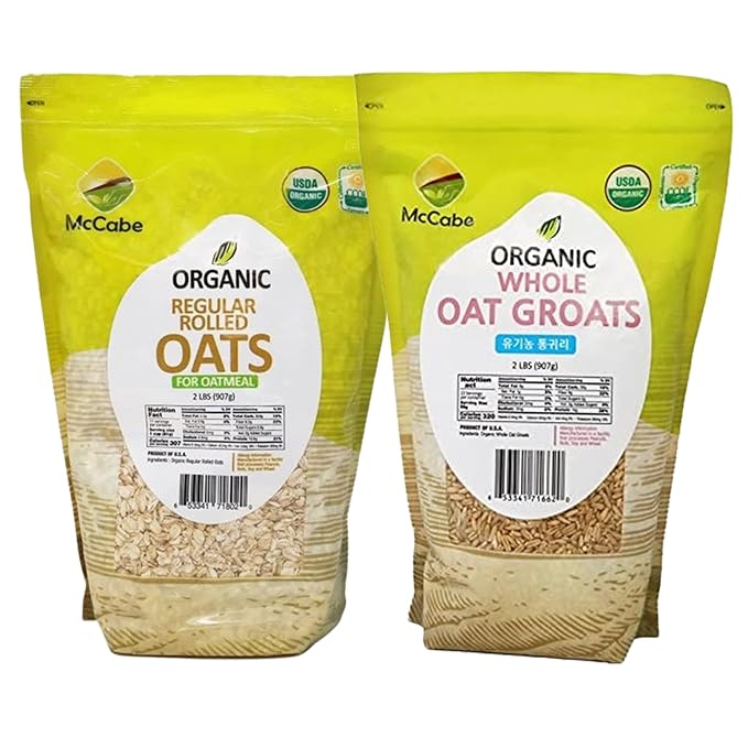 McCabe's Organic Oat Delight: Whole Oats Groats &amp Regular Rolled Oats - Pure USDA &amp CCOF Certified Goodness from the Heart of USA