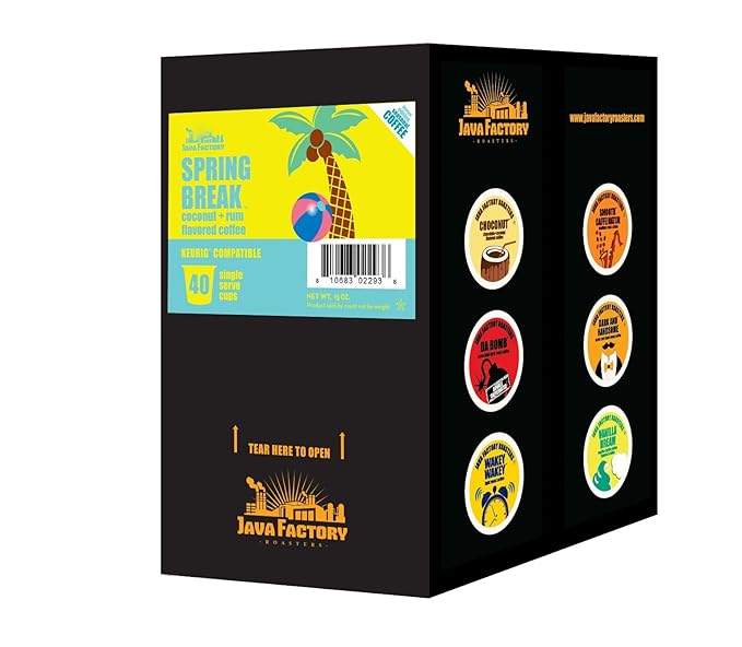 Java Factory Coffee Pods Coconut and Rum Flavored Coffee for Keurig K-Cup Brewers Spring Break 40 Count